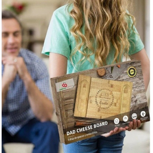Dad Bamboo Cheese Board - Gift for Father from Daughter Son Kids - Best Bir - Picture 3 of 3